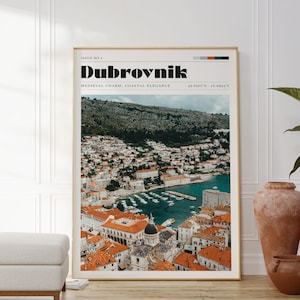 Dubrovnik Wall Print, Travel Poster, Croatia, Europe, Retro Art Poster, Kitchen, Living Room Decor, Gift For Her, Bedroom Print