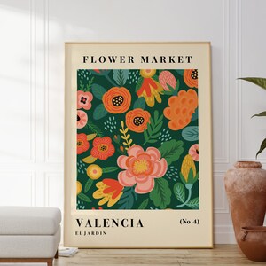 Flower Market, Plant Wall Decor, Botanical Print, Colourful Gallery Wall, Gift, Bedroom, Kitchen Print, Living room