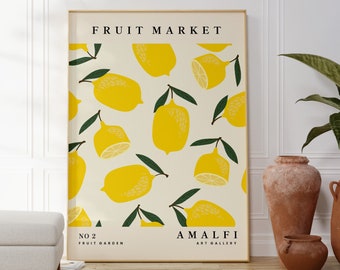 Lemon Fruit Market Wall Art, Citrus Wall Art, Fruit Print, Food Art, Dining Room, Kitchen, A5/A4/A3/A2/A1/5x7/4x6
