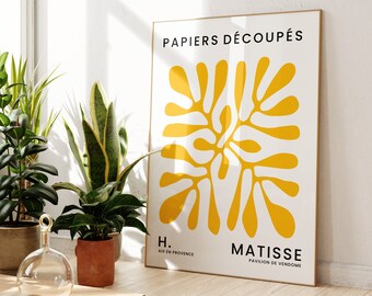 Yellow Abstract Henri Matisse Print, Modern, Matisse Wall Art, Boho Wall Decor, Living Room, Bedroom, Kitchen Prints