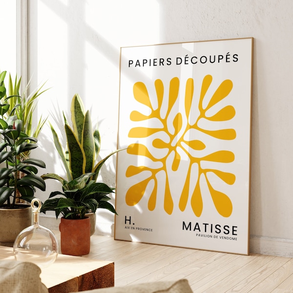 Yellow Abstract Henri Matisse Print, Modern, Matisse Wall Art, Boho Wall Decor, Living Room, Bedroom, Kitchen Prints