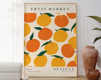 Orange Fruit Market Wall Art, Citrus Poster, Fruit Print, Food Art, Dining Room, Kitchen, A5/A4/A3/A2/A1/5x7/4x6
