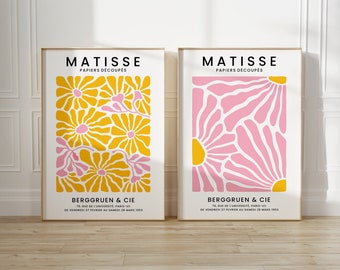 Set Of 2 Pink And Yellow Henri Matisse Prints, Flower Market, Abstract Art, Matisse Wall Art, A5/A4/A3/A2/A1/4x6/5x7