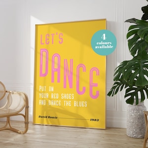 David Bowie Let&#39;s Dance Music Print Design | Wall Art | Home Decor, Music Wall art, Living Room/ Bedroom/ Kitchen Wall Art | A5/A4/A3/A2/A1