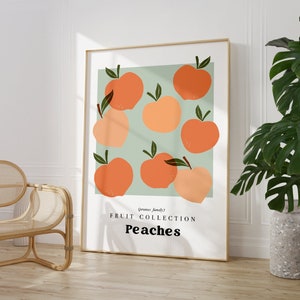 Peach Fruit Collection Print, Kitchen Wall Art, Peach Fruit Print, Flower Prints | Living Room Wall Art | A5/A4/A3/A2/A1/5x7/4x6