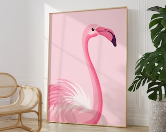 Flamingo Print, Pink Animal Poster, Fun Prints, Living Room/ Bedroom/Kitchen, Gallery Wall Art, A5/A4/A3/A2/A1/5x7/4x6