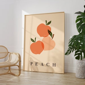 Peach Fruit Print Design, Botanical Wall Art, Boho Home Decor, Diy Peach Decor, Kitchen Print, Living Room Wall Art | A5/A4/A3/A2/A1/5x7/4x6