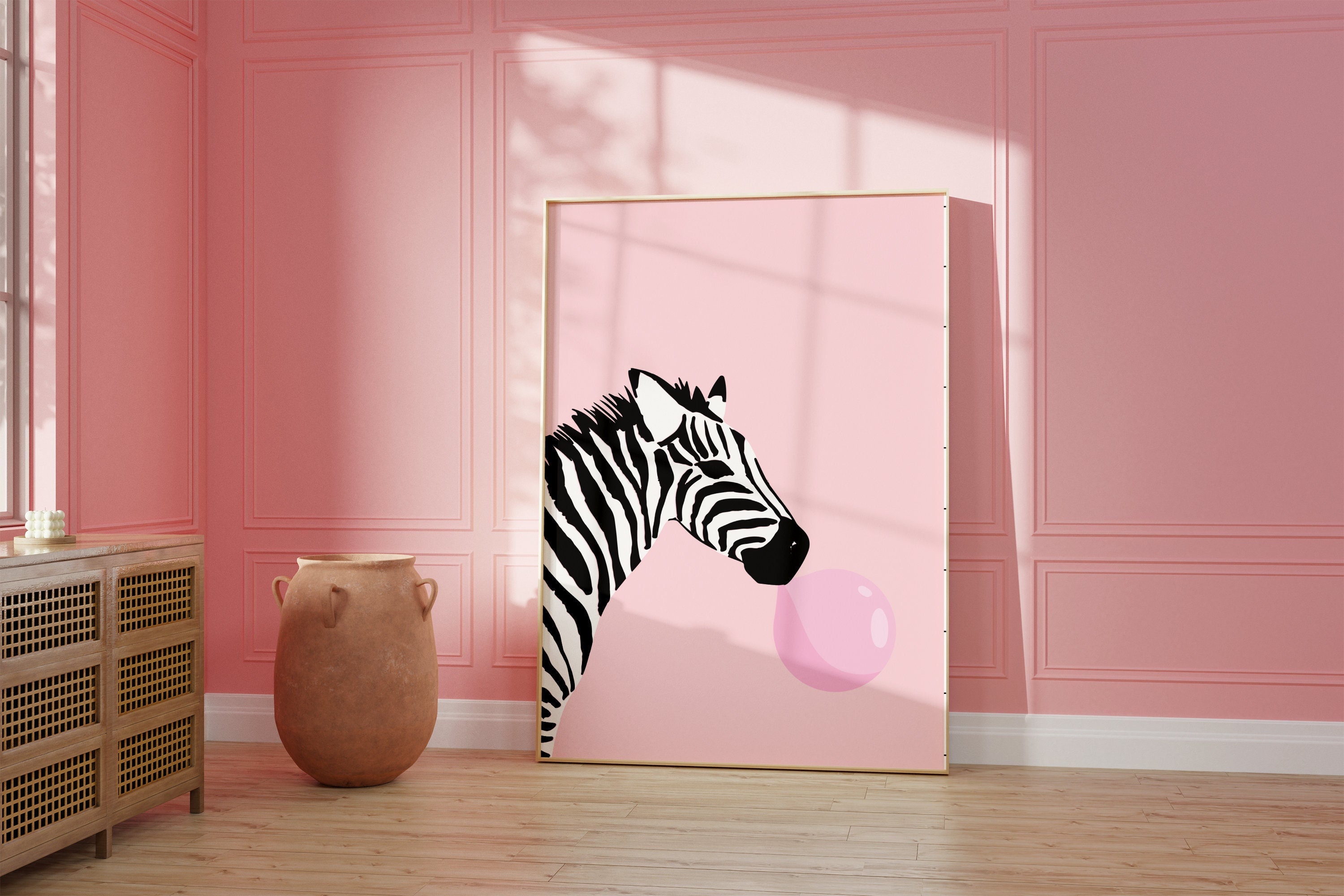 Impresión de chicle de cebra rosa: póster de animales peculiares - Etsy  México, image size:3000x2000