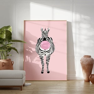 Set Of 2 Pink Zebra Prints, Animal Wall Art, Fun Wall Poster, Kids Room, Colourful, Living Room, A5/A4/A3/A2/A1/4x6/5x7 image 6