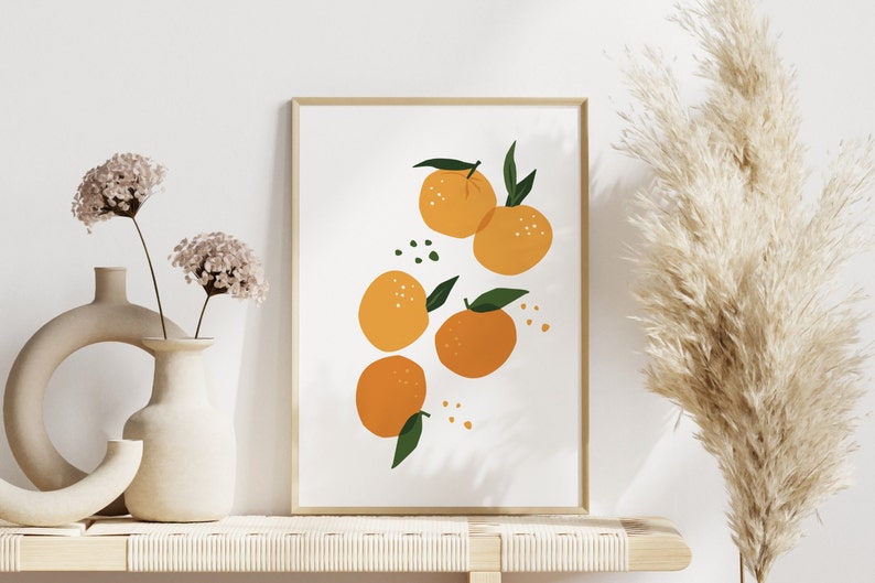 Set of 3 Prints, Lemon, Peach and Orange, Citrus, Wall Hangings, Kitchen Art, Digital Print, Gallery Wall, Living Room image 4