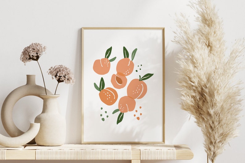 Set of 3 Prints, Lemon, Peach and Orange, Citrus, Wall Hangings, Kitchen Art, Digital Print, Gallery Wall, Living Room image 5
