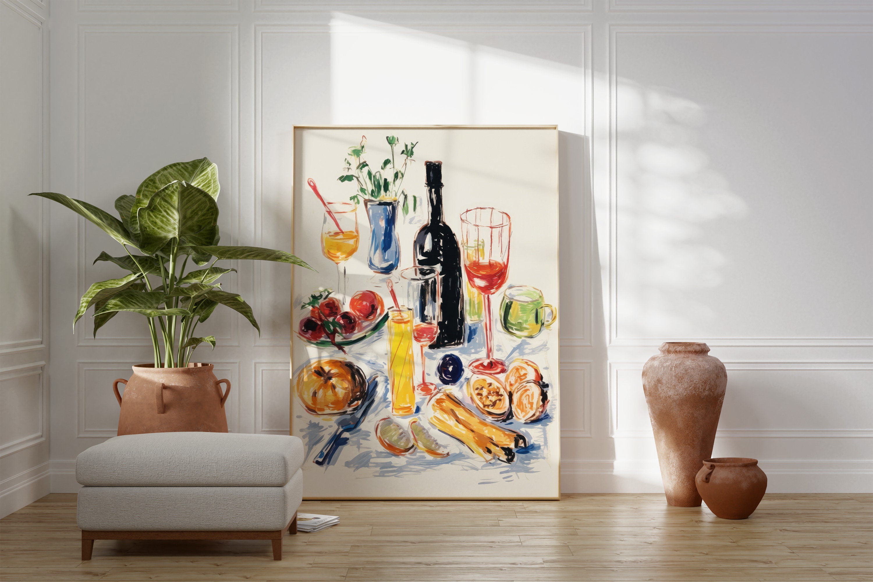 装飾画現代シンプルレストラン掛け絵京野奈伊出品r Kitchen Food Poster, Dinner Table Art, Wine Print, Kitchen