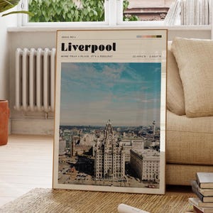 Cartaz de Liverpool, Arte Vintage, Inglaterra, Reino Unido, Arte de Parede de Liverpool, Presente para Ela, Presente Personalizado, Arte da Cidade, Presente de Boas-vindas