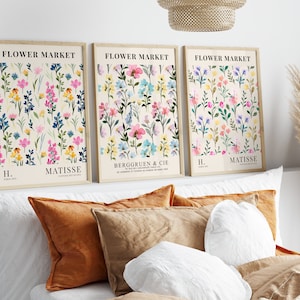 Flower Market Set Of 3 Prints, Colourful Floral, Henri Matisse, Kitchen Prints, Matisse Poster, Living Room/Bedroom