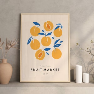 Peach Fruit Market Print, Boho Home Decor, Modern Wall Art, Peach Print, Kitchen, Living Room, A5/A4/A3/A2/A1/5x7/4x6 image 4