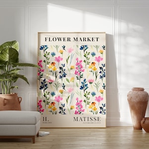 Colourful Flower Market Henri Matisse Watercolour Print, Boho Home Decor, Plant Wall Art, Flower Prints, A5/A4/A3/A2/A1/5x7/4x6 image 4
