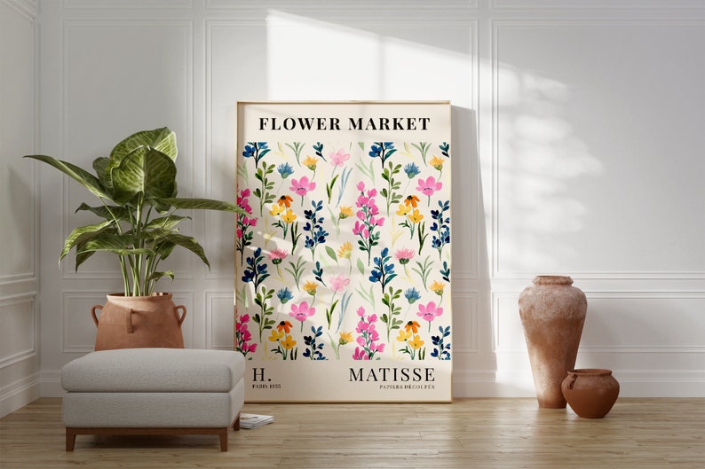 Colourful Flower Market Henri Matisse Watercolour Print, Boho Home Decor, Plant Wall Art, Flower Prints, A5/A4/A3/A2/A1/5x7/4x6 image 4