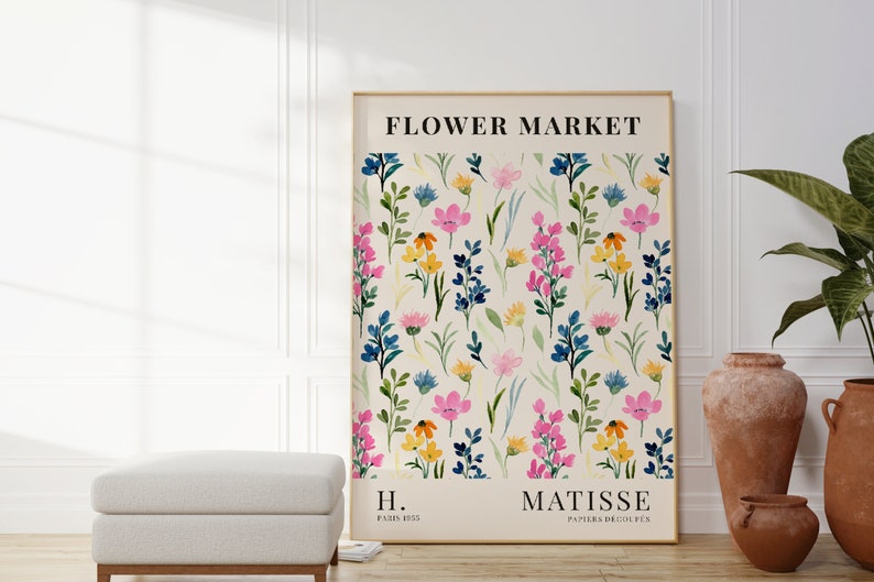 Colourful Flower Market Henri Matisse Watercolour Print, Boho Home Decor, Plant Wall Art, Flower Prints, A5/A4/A3/A2/A1/5x7/4x6 image 3