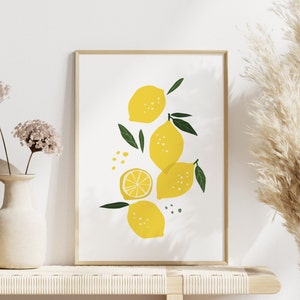 Set of 3 Prints, Lemon, Peach and Orange, Citrus, Wall Hangings, Kitchen Art, Digital Print, Gallery Wall, Living Room image 3