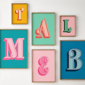 Personalised Letter Print, Gift For Friend, Custom Alphabet Print, Colourful Initials Print, Personalised Initial Poster