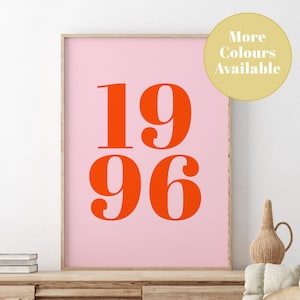 Arte de pared personalizado con número y año, arte de pared personalizado con fecha, regalo de boda, arte de pared para cumpleaños, dormitorio o cocina, tamaño A5, A4, A3, A2, A1, regalo para el mejor amigo