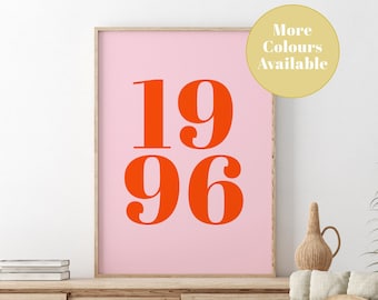 Personalised Number Year Wall Art | Custom Date Art, Wedding Gift, Birthday/Bedroom/Kitchen Wall Art | A5/A4/A3/A2/A1, Best Friend Gift