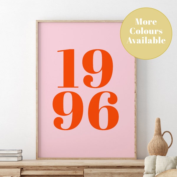 Personalised Number Year Wall Art | Custom Date Art, Wedding Gift, Birthday/Bedroom/Kitchen Wall Art | A5/A4/A3/A2/A1, Best Friend Gift