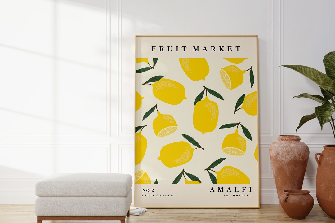 Lemon Fruit Market Wall Art, Citrus Wall Art, Fruit Print, Food Art ...