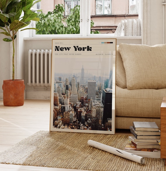 New York Print, Travel Poster, American Art, New York City, Vintage, Gift For Her, Personalised Gift, Bedroom Decor, Cityscape