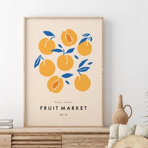 Peach Fruit Market Print, Boho Home Decor, Modern Wall Art, Peach Print, Kitchen, Living Room, A5/A4/A3/A2/A1/5x7/4x6 image 2