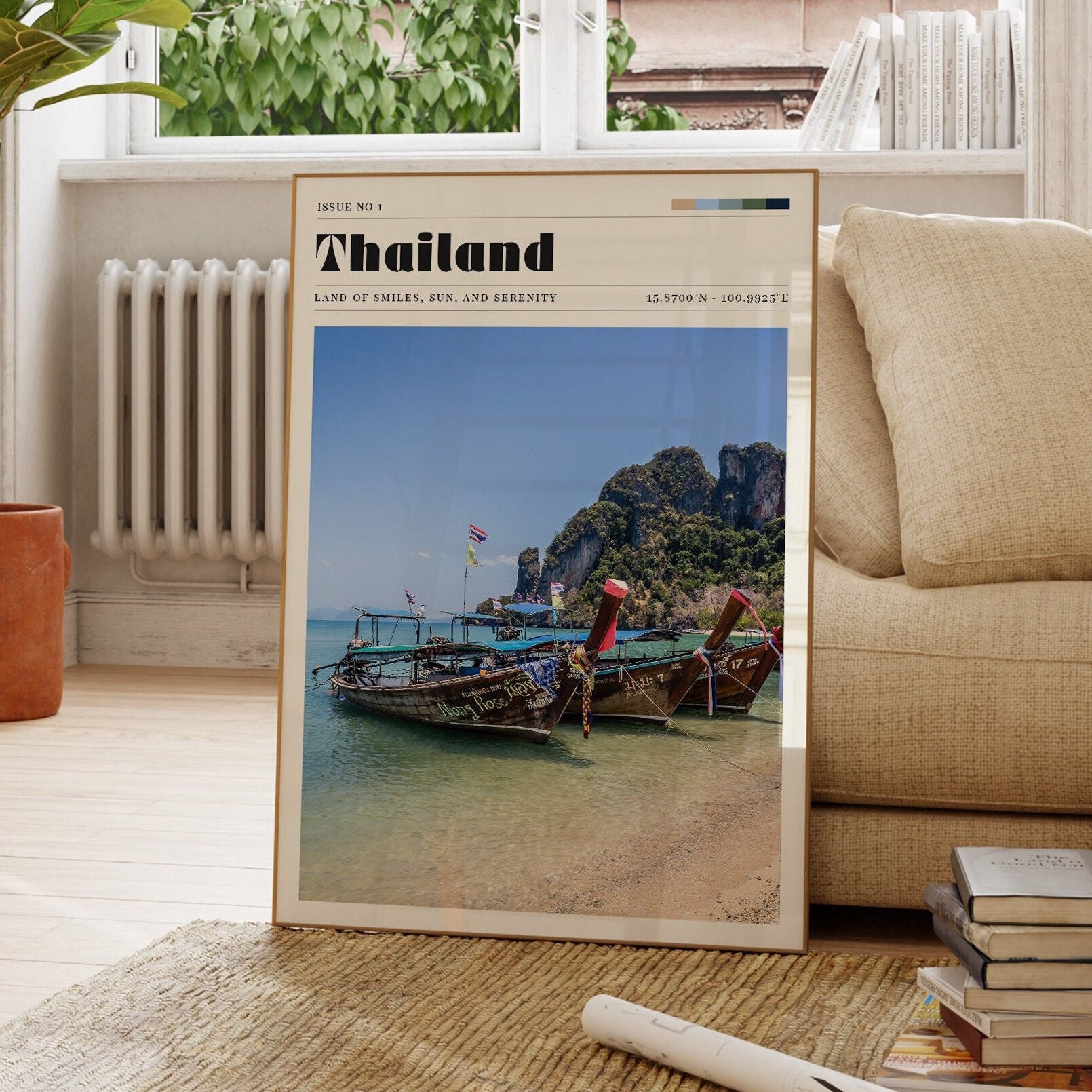 Thailand Travel Print, Beach Tropical Wall Poster, Nature Landscape, Boat, Gift For Friend, Gallery Wall Art, Travel Decor