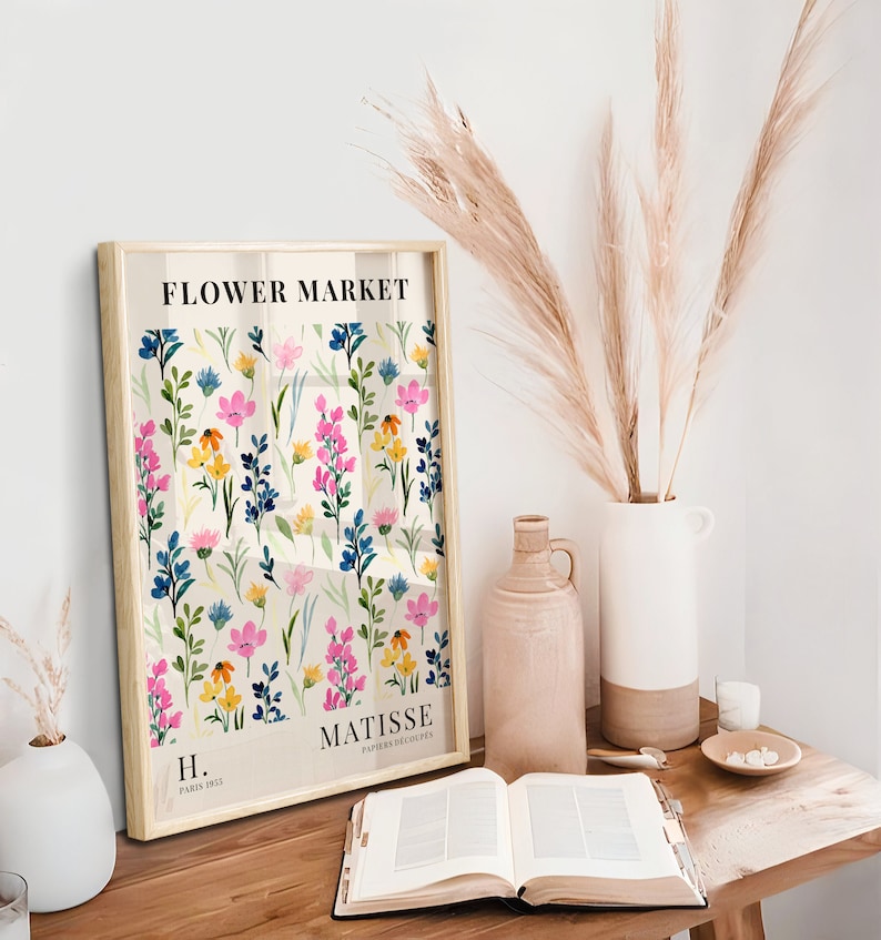 Colourful Flower Market Henri Matisse Watercolour Print, Boho Home Decor, Plant Wall Art, Flower Prints, A5/A4/A3/A2/A1/5x7/4x6 image 2