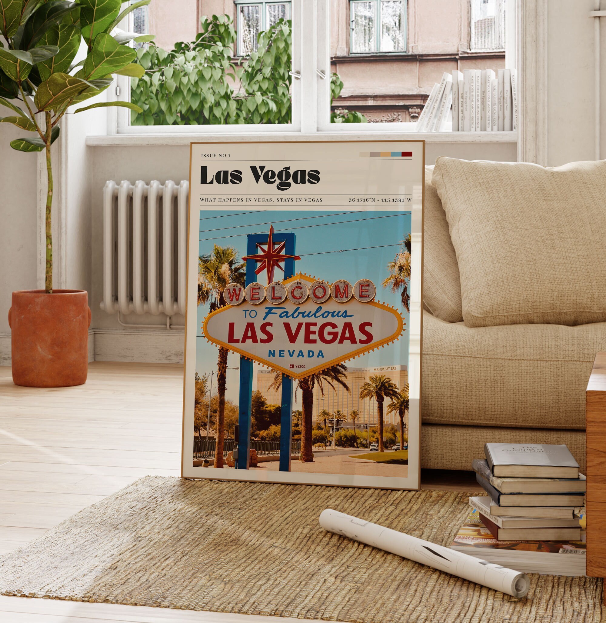 Las Vegas Sign Print: Vintage Newspaper Style Bar Art - Etsy