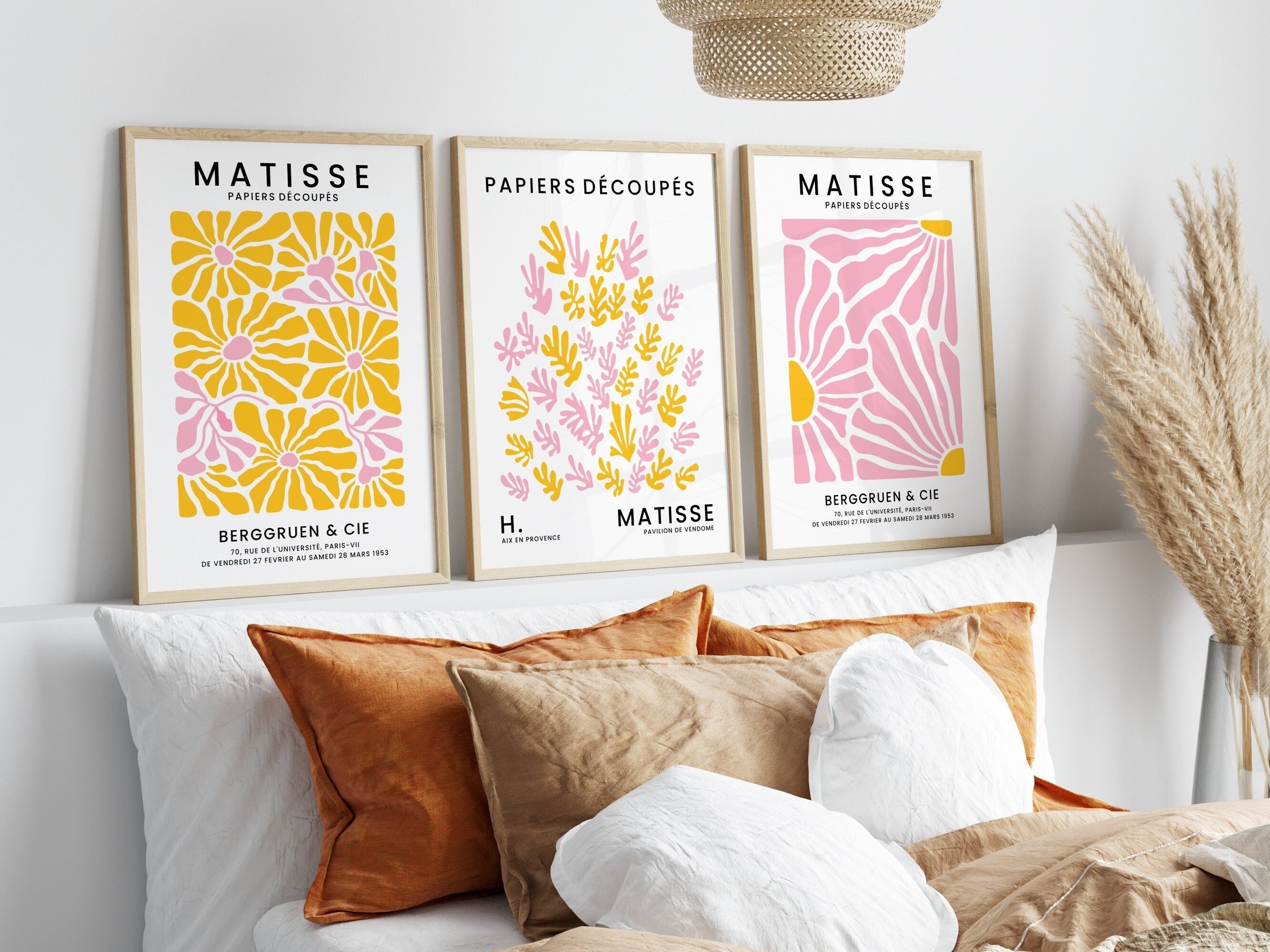 Henri Matisse Set of 3 Pink and Yellow Prints, Flower Market