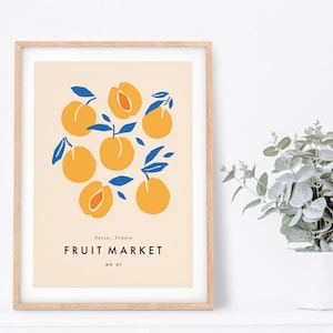 Peach Fruit Market Print, Boho Home Decor, Modern Wall Art, Peach Print, Kitchen, Living Room, A5/A4/A3/A2/A1/5x7/4x6 image 5