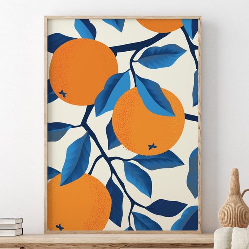 Orange Fruit Pattern Print Design Kitchen Wall Art Digital Etsy