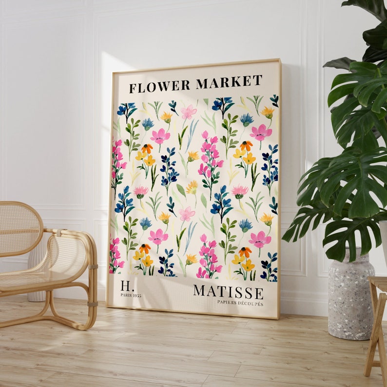 Colourful Flower Market Henri Matisse Watercolour Print, Boho Home Decor, Plant Wall Art, Flower Prints, A5/A4/A3/A2/A1/5x7/4x6 image 1