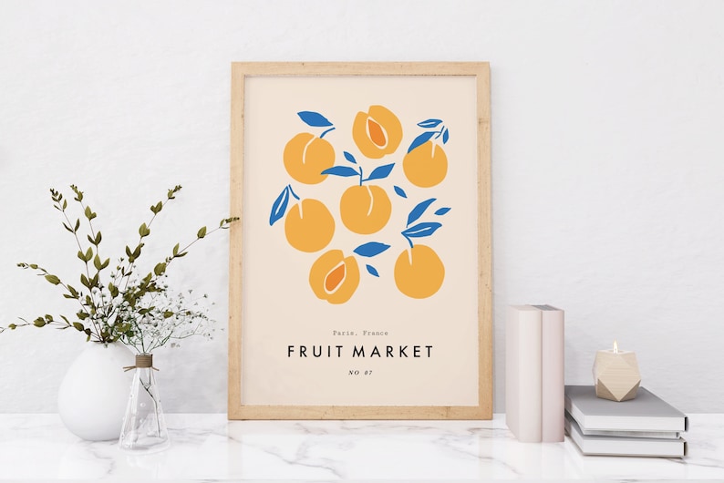 Peach Fruit Market Print, Boho Home Decor, Modern Wall Art, Peach Print, Kitchen, Living Room, A5/A4/A3/A2/A1/5x7/4x6 image 6