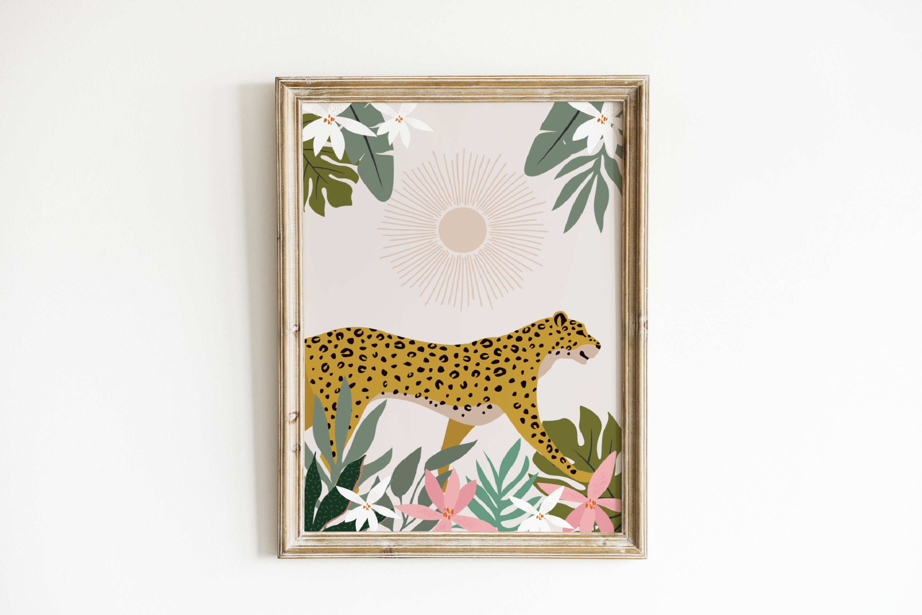 Leopard in the Jungle Print Set off Two Abstract Wall Art - Etsy UK