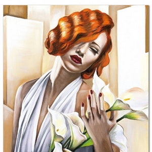 portrait art deco woman painting oil on canvas / art figure lady oil painting on canvas