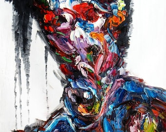 portrait man painting oil painting on canvas signed / figure man oil painting on canvas