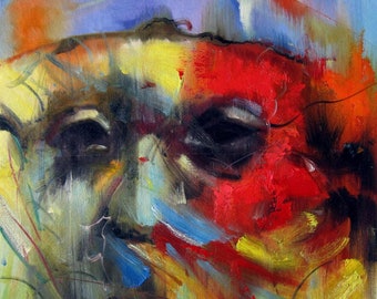 portrait man painting oil painting on canvas signed / figure man oil painting on canvas