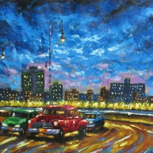 street scene painting painting oil on canvas signed / cityscape street life oil painting on canvas