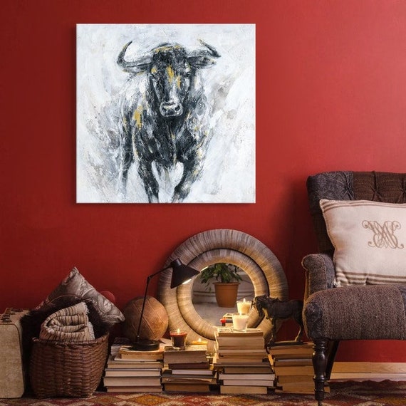 動物の雄牛の絵画 キャンバス上のアクリル絵の具 / キャンバス上の動物