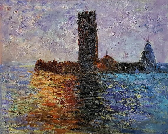 Etsy モネ 海 絵画 キャンバス キャンバスにモネの油絵を描いた後の海
