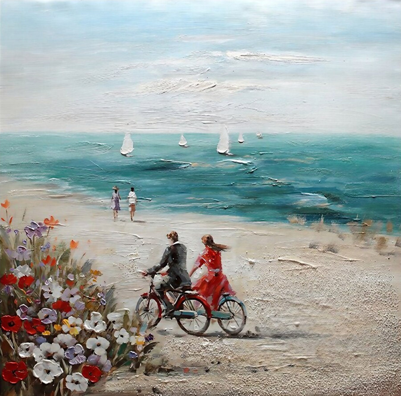 Buy Ballad on the Beach Painting Oil Painting on Canvas Signed / on ...
