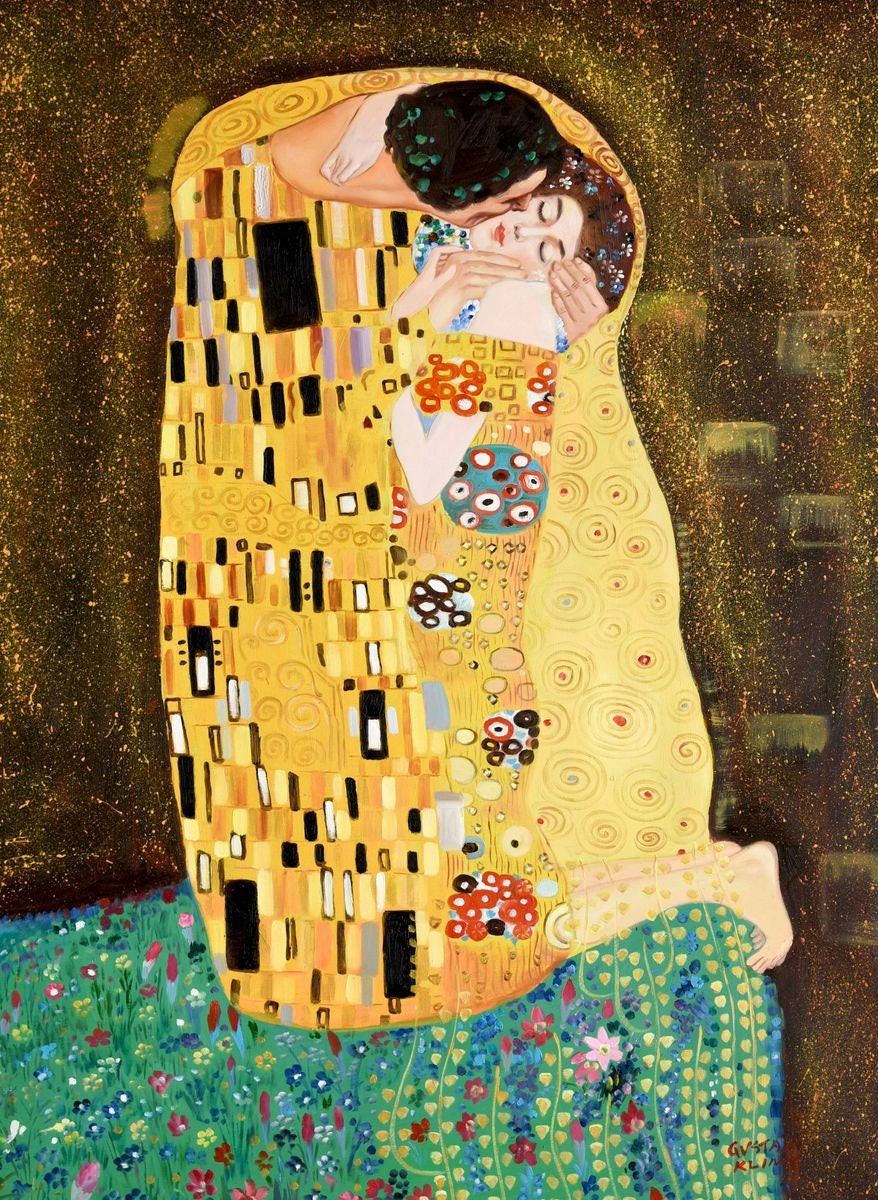Le baiser tableau peinture huile sur toile signée d'apres | Etsy