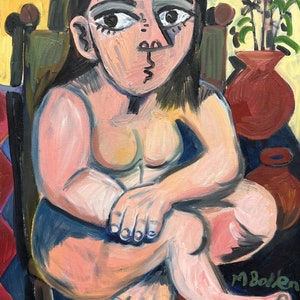 Pintura abstracta acrílica sobre lienzo / Original Pintura al óleo Mujer cubista Cara Cubismo Arte moderno