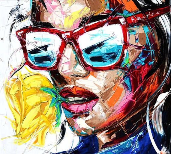 Face Woman Portrait Painting Oil on Canvas / Figure Woman