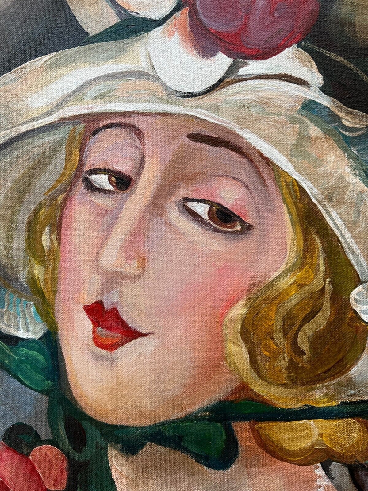 Scene Art Deco Couple Women After Wegener Painting Oil on Canvas / Art ...